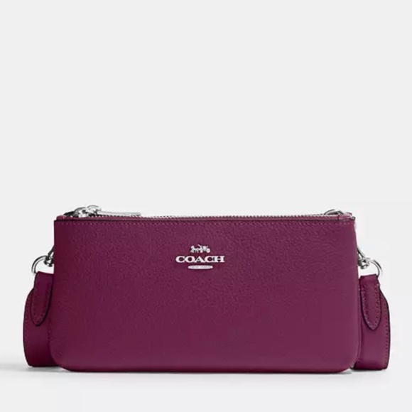 Newđź’•đź’śCoach Double Zip Crossbody Deep Berry - Picture 3 of 4